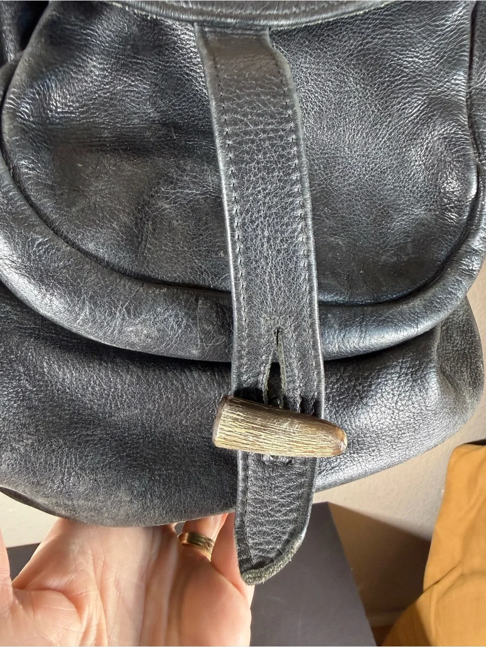 Classic Black Leather Backpack